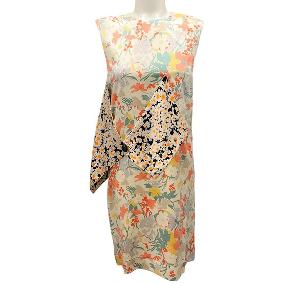 Celine Ivory Multi Floral Printed Silk Dress - Picture 1 of 5